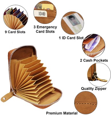 Style 98 Men Tan Genuine Leather Card Holder(15 Card Slots)