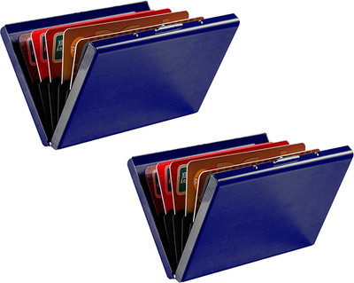 Classium RFID Protection Metal Credit/Debit Atm 6 Card Holder(Set of 2, Blue)