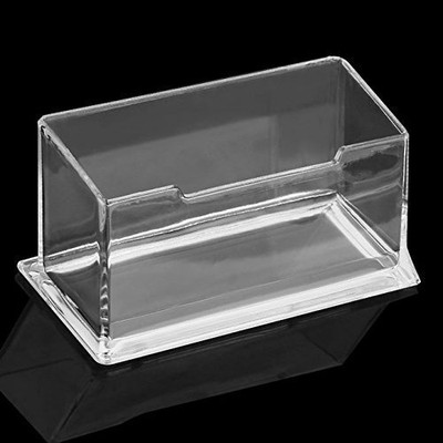 FosCadit Desk Transparent Countertop Business Card Visiting Card Holder Stand 50 Card Holder(Set of 1, White)