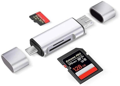 ALRITO 3 in 1 Type C Card Reader Hub, Type C OTG Adapter, 3 in 1 Card Reader, Card Reader(Silver)