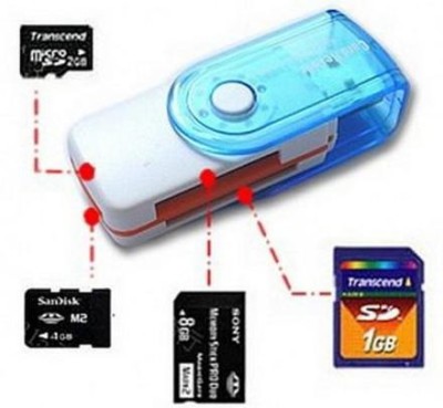 Red Champion USB 2.0 All in One Memory , Support SD MMC RS-MMC Mini SD & Bulb Card Reader(Blue)