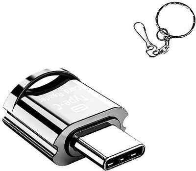 Verilux TF Card Reader with Keychain USB C to Micro SD SDHC SDXC OTG Memory Reader Card Reader(Silver)