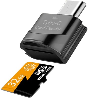 Zeitel Micro SD Card Reader Mini Type C Card Reader TF Card Reader with Keychain USB C Card Reader(Black)