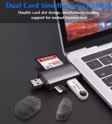 TECHGEAR Card reader USB 3.0 All in 1 Card Reader with OTG SD/Micro SD Card Read Type c Card Reader(Grey)