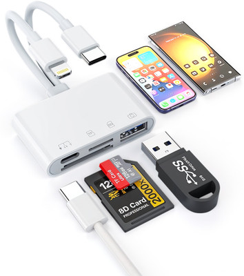 Zomei Multi Card Reader for iPhone USB C Lightning SD TF Flash Drive Reader Portable Card Reader(White)