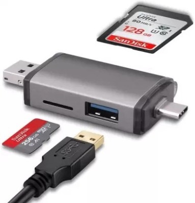 TECHGEAR USB 3.0 & Micro USB OTG Memory Card Reader Adapter Portable 1 Slots for TF Card Reader(Grey)