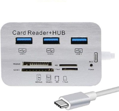 MESHIV 7 in 1 USB 3.0 3.1 | 3 Ports USB Hub Combo Card Reader(Silver)