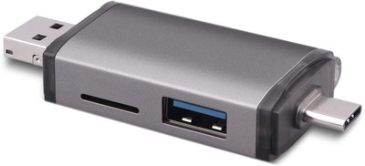 MESHIV 6 in 1 OTG SD USB Type C USB 3.0 and Micro USB for Memory Card Reader(Grey Silver)