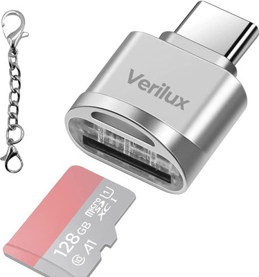 Zeitel Micro SD Card Reader Mini Type C Card Reader TF Card Reader with Keychain USB C Card Reader(Silver)