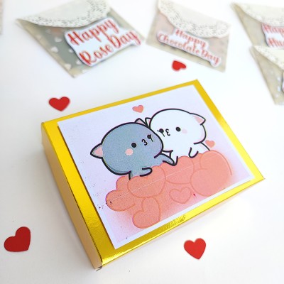 Chandrans Creation Handmade Valentine Golden Box Valentine week Message Cards Greeting Card(Yellow, Pack of 1)