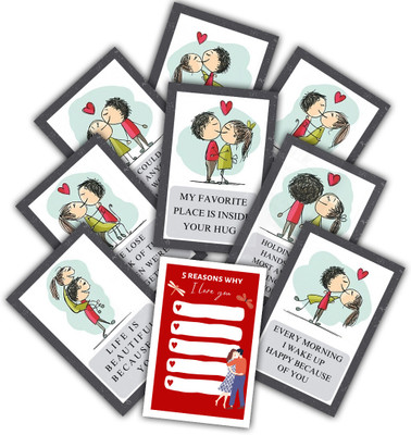 theprinthub Perfect Gift Love Story Romantic Love Cute Greeting Card(Valentine's Day, Anniversary, Husband, Wife, Birthday, Sorry, 6x4 Inches, Pack of 9)