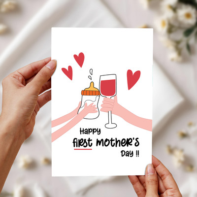 Oye Happy Happy First�Mother's�Day� for New Moms Greeting Card(Multicolor, Pack of 1)
