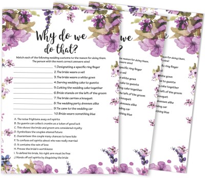 Inkdotpot Bridal Wedding Shower Bachelorette Party Game Cards 50-Pack Why Do We Do That Invitation Card(Why_Do_we_Do_That, Pack of 1)