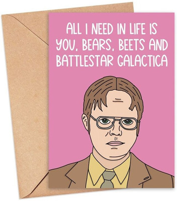 craft maniacs OFFICE SITCOM A5 LAMINATED GREETING CARD Greeting Card(White, Pack of 1)