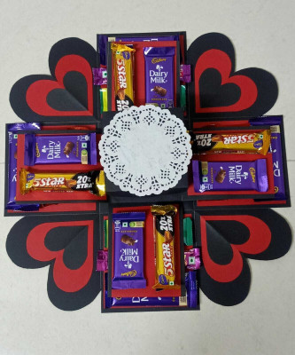 momento 3 Layer Momento Chocolate Box Greeting Card(Black And Red, Pack of 1)