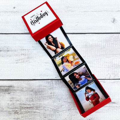 Crafted with passion Photo Gift Box For Birthday / Birthday Greeting Card(Red, Black, Pack of 1)