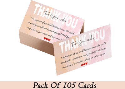 D2C Thank you For your order card Package Insert for Online Shop Small Business Greeting Card(Multicolor, Pack of 105)