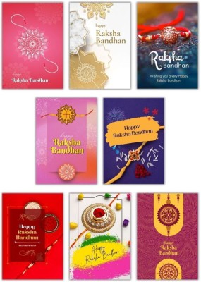 AanyaCentric 2.9x4.1inches Pack Of 8 RakshaBandhan Mini Small Gift Greeting Card(Multicolor, Pack of 8)