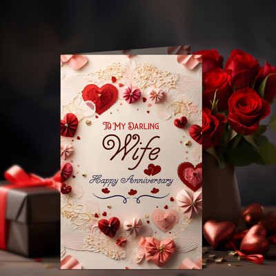 GIFT MY PASSION Happy Anniversary Card To My Darling Wife Greeting Card(Multicolor, Pack of 1)