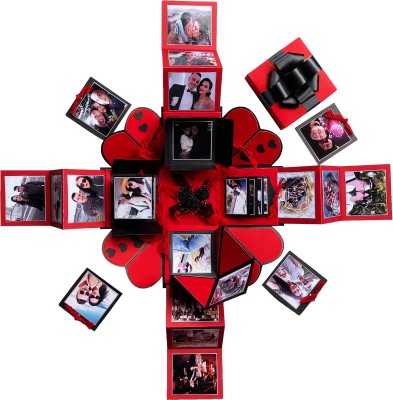 Crafted with passion Explosion box for valentine's day , birthday or anniversary , gift box for any occasion Greeting Card(RED and BLACK, Pack of 1)