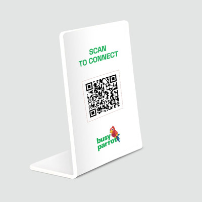 BusyParrot 1 Compartments Acrylic QR Code Display Stand - Scan to Connect | Holder for Tabletop(White)