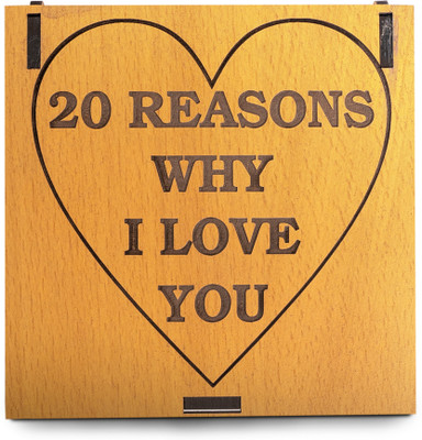 Celebr8 20 Reasons Why I Love You Message Gift Surprise Wooden Box Greeting Card(Brown, Pack of 1)