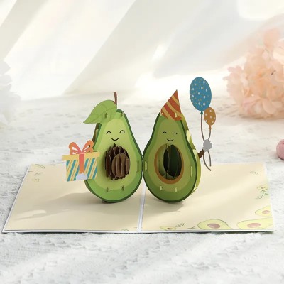 Lovcraft Cute Avocados 3D Popup Cards From Lovcraft Greeting Card(Red, Pack of 1)