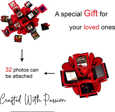 Crafted with passion Explosion Box Greeting Card(RED and BLACK, Pack of 1)