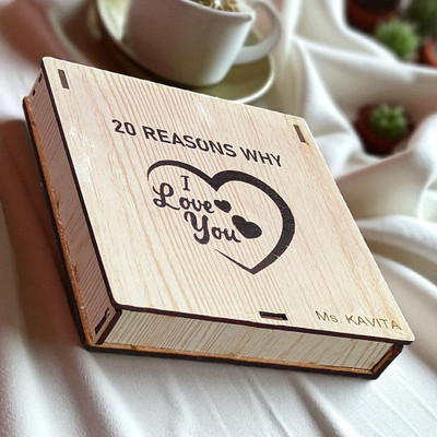 StarLaser 20 Reasons Why I Love You Wooden Message pills Gift for valentines Greeting Card(Multicolor, Pack of 1)