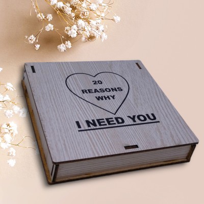 DAAYIM 20 Reasons why i Need You Message Box Gift for Loveable Person Greeting Card(Beige, Pack of 1)