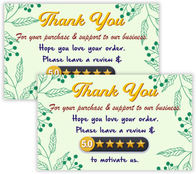 Printstanery Thank You Card Set for Business, Packaging & Review Business Card(Multicolor, Pack of 100)