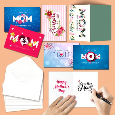 CLICKEDIN Beautiful Mothers day Greeting Card With Envelops set of 6 Card With Envelops Greeting Card(Multicolor, Pack of 6)