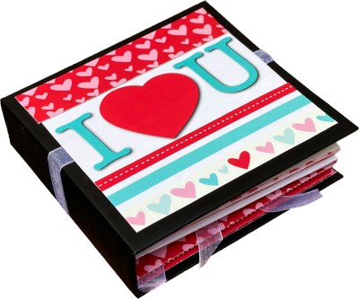 Crafted with passion Cute Scrapbook Photo Album for Birthday / Anniversary / Valentine's Day Greeting Card(Red, Pack of 1)