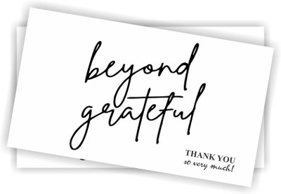 Jacklabels Beyond Grateful Thank You Cards Perfect for: Wedding, Birthday Greeting Card(White, Pack of 150)