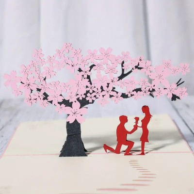 Lovcraft Couple Trees Popup Cards From Lovecraft Greeting Card(Red, Pack of 1)