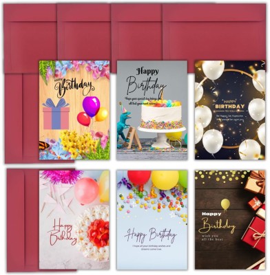 AanyaCentric Combo Pack Of 6 Printed A6 Size Blank Inside Husband Wife Lover Birthday Greeting Card(Mullticolor, Pack of 6)