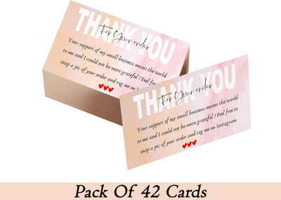 D2C Thank you For your order card Package Insert for Online Shop Small Business Greeting Card(Multicolor, Pack of 42)