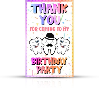 ZYOZI Invitation Card(Multi Color Tooth Theme Thank You Tags for Making My Party Little Special, Pack of 30)
