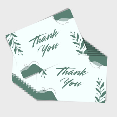 LAZYLINES Thank You Card, Green leaves Natue Design Greeting Card(Green, Pack of 100)