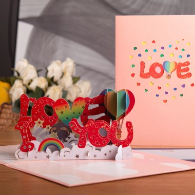 Lovcraft | Romantic Greeting Cards | I Love You 3D Pop Up Cards | Greeting Card(Colorful, Pack of 1)