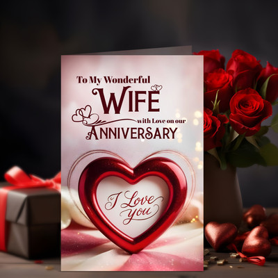 GIFT MY PASSION Happy Anniversary Greeting Card To My Wonderful Wife Greeting Card(Multicolor, Pack of 1)