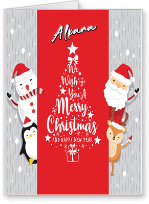 Midas Craft Alpana Merry Christmas and Happy New Year Greeting Card(Multicolor, Pack of 1)