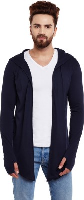 Chill Winston Solid Hooded Neck Casual Men Blue Sweater