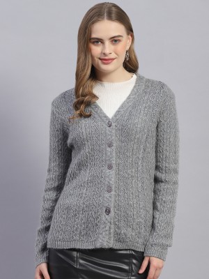 MONTE CARLO Women Button Self Design Cardigan