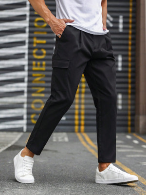 DL Fashion Solid Men Black Track Pants