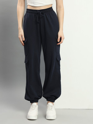 Q-Rious Solid Women Dark Blue Track Pants