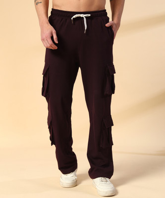 Mast & Harbour Solid Men Purple Track Pants