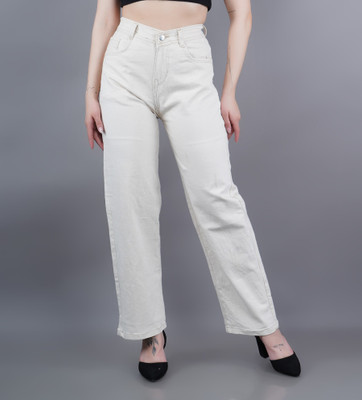 linaria Loose Fit Women Beige Jeans