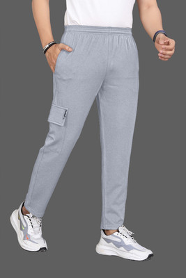 Ogha Solid Men Light Blue Track Pants