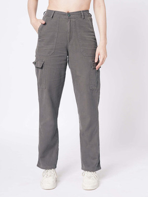 Kraus Jeans Women Grey High-Rise Cargo Women Cargos